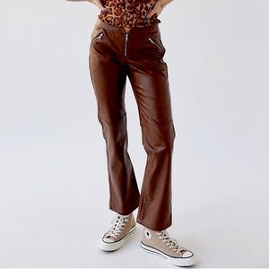 Urban Outfitters Molly Faux Leather V-Front Pants in Brown